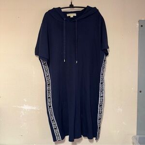 Michael Kors Navy Hooded Jersey Dress.